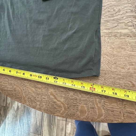 Eri + Ali Anthropologie Ruffle off Shoulder Olive Green Khaki Short Sleeve Top - Picture 10 of 12